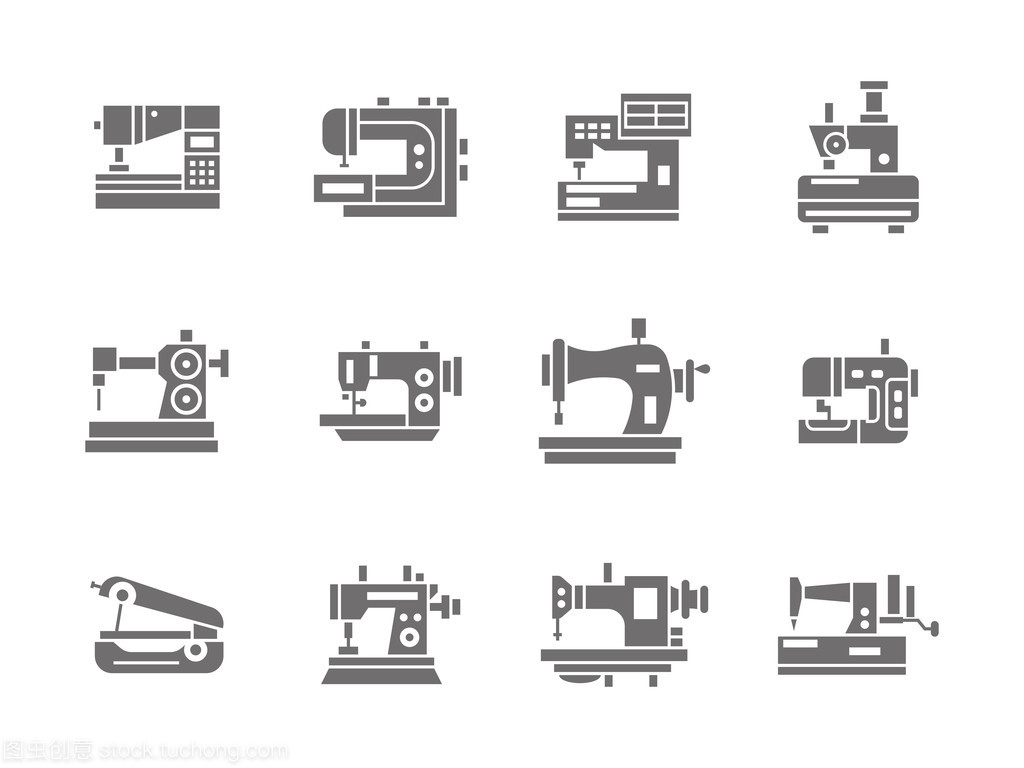 縫紉技術(shù)標(biāo)志符號樣式矢量圖標(biāo)設(shè)置